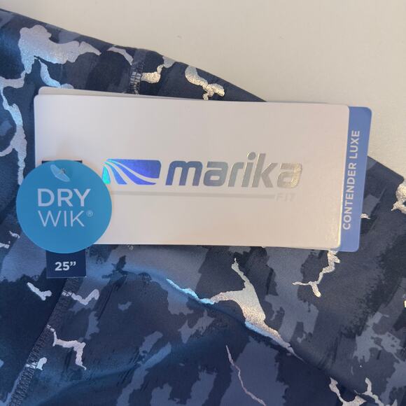 NWT Marika Ombré Blue Crackle Foil Zen Ankle Contender Luxe Leggings Size 2X - Picture 3 of 8